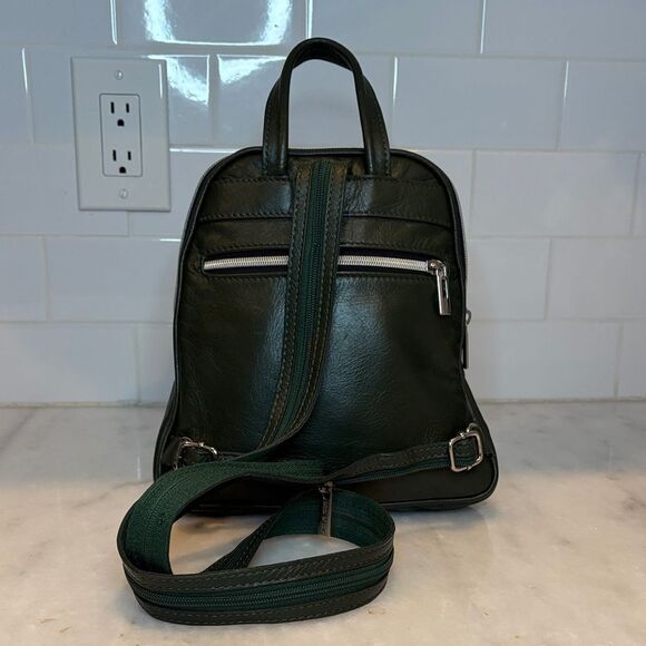 Il Giglio Firenze Artegiani Green Leather Convertible Backpack Purse Crossbody main image 10